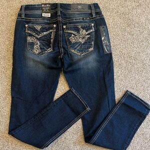 Miss Me Indigo Skinny Jeans with Detailed Pockets